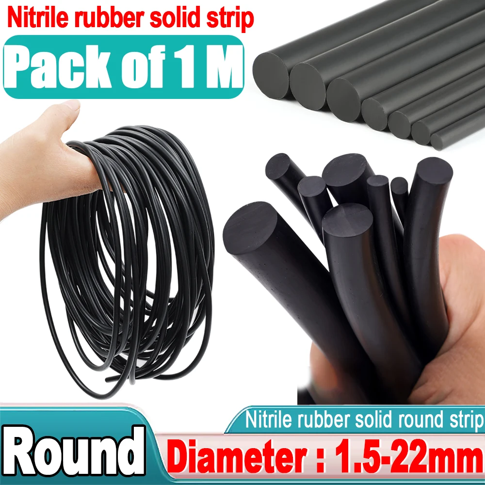 Black Solid Nitrile Rubber Strip, 1-Meter Marine Oil Resistant Nitrile Rubber Flat Sealing Strip, Size: 3x10mm~30x40mm