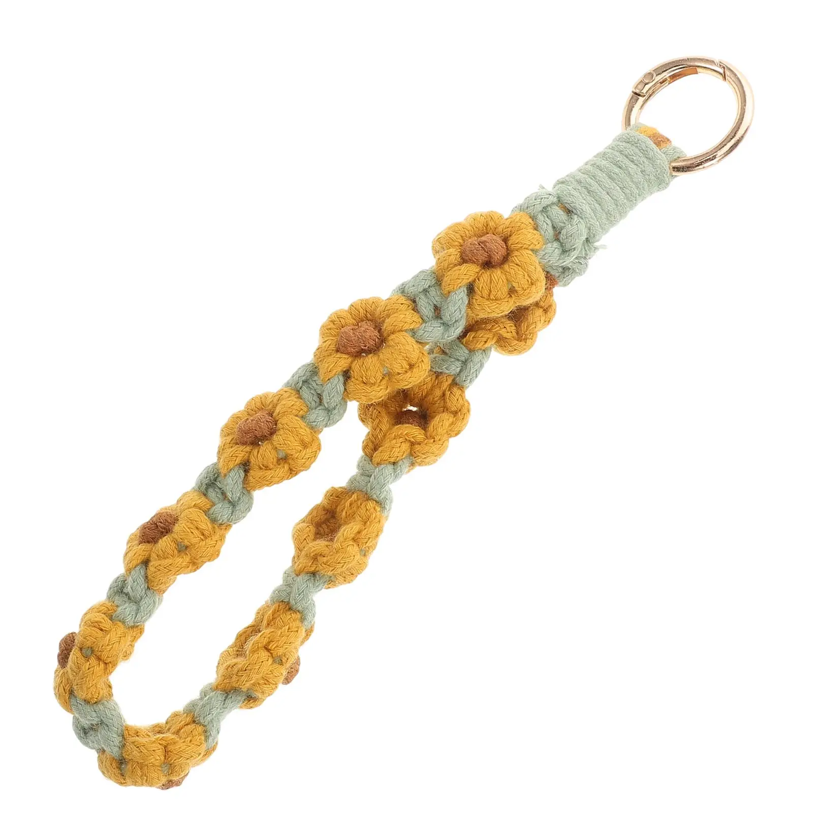 

Flower Keychain Wristlet Style Strap Cute Lanyards for Keys Crochet Bohemian Bag Charms Handwoven Wrist Keychain Accessories