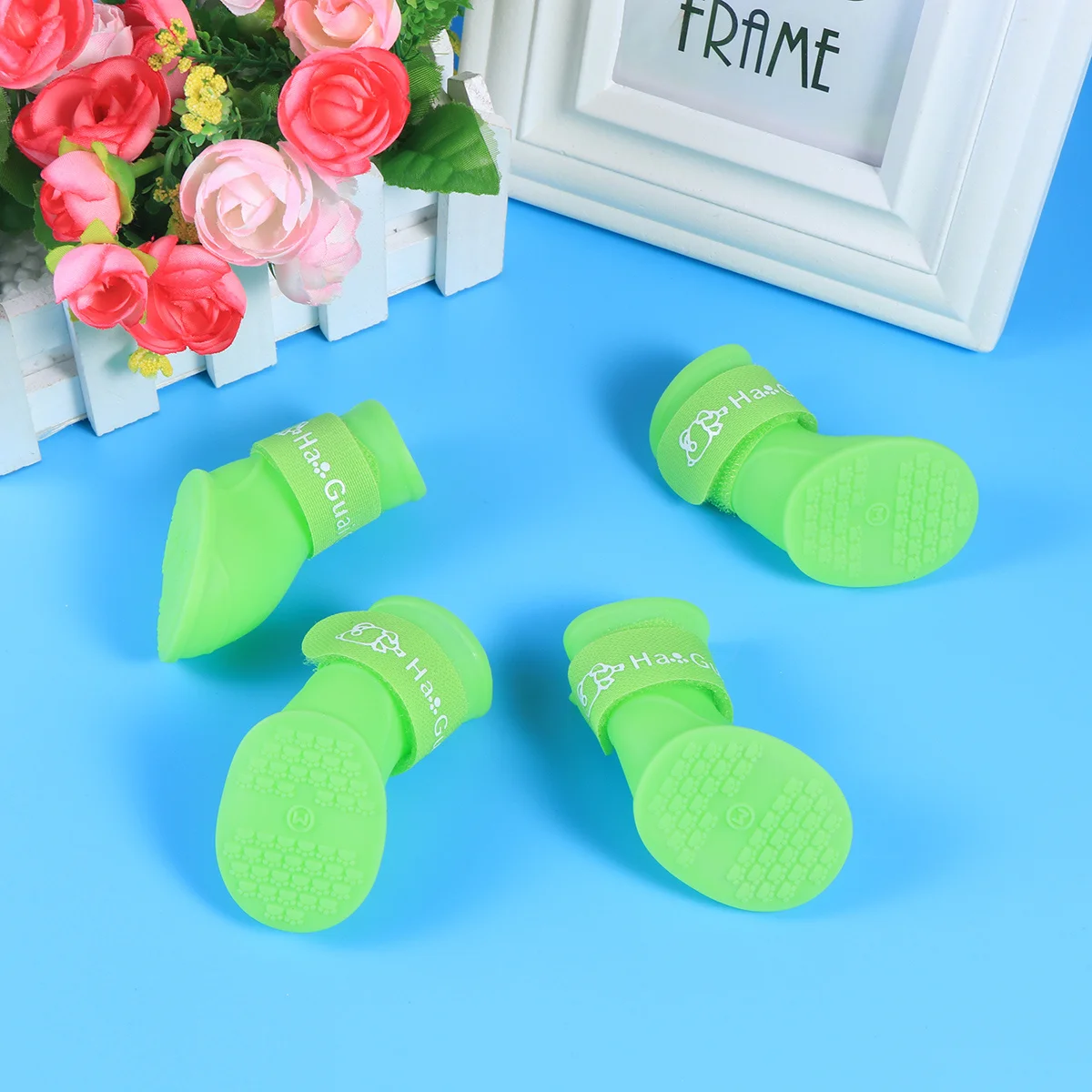 

Dog Rain Boot Flexible PVC Material Waterproof Anti-Slip Easy Wear Size M Green Keeps Pets Clean on Wet Mud Places