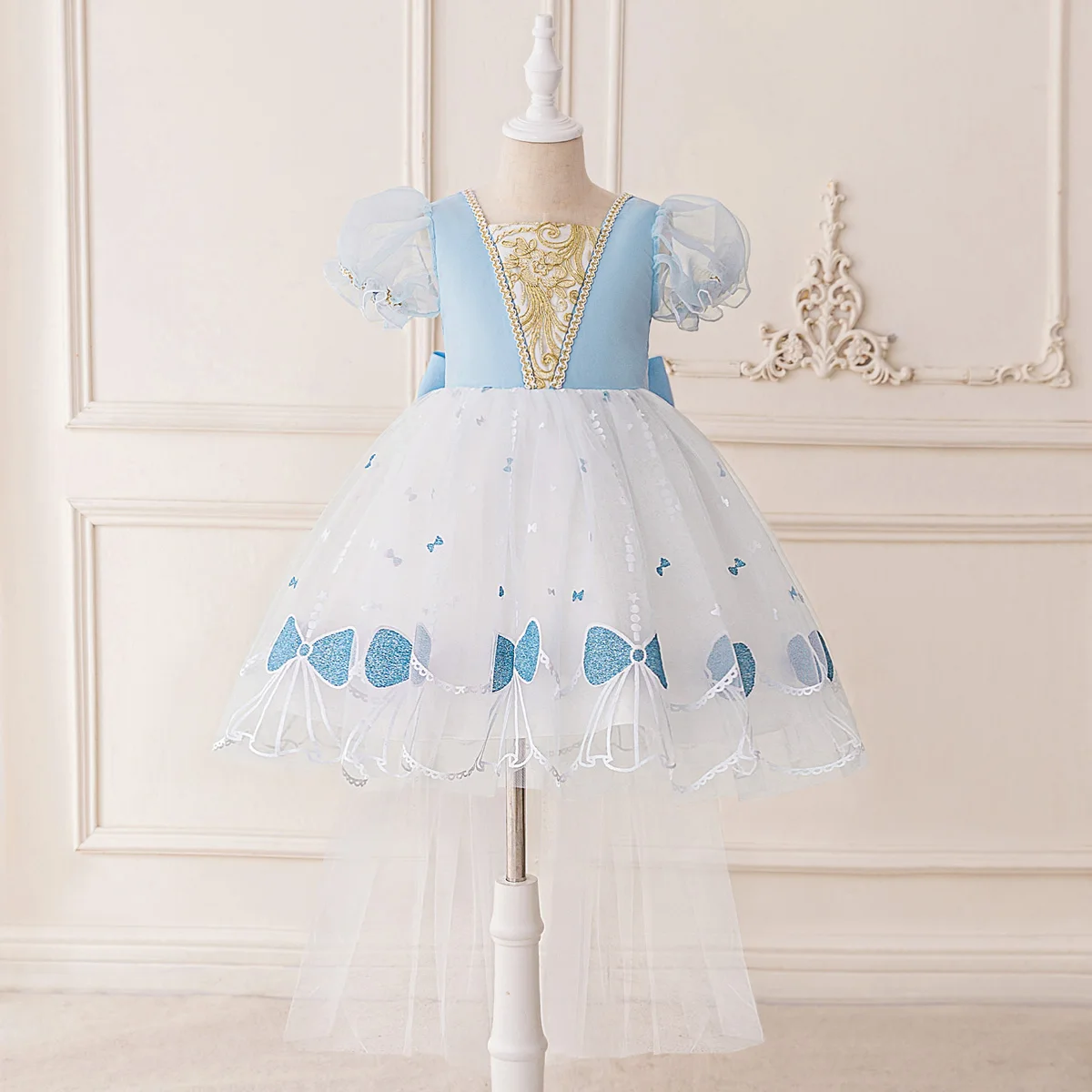 

Элегантное праздничное платье с бантом и блестками для девочек, официальное свадебное платье подружки невесты для выпускного вечера для девочек, детская одежда принцессы с цветочным бантом на день рождения