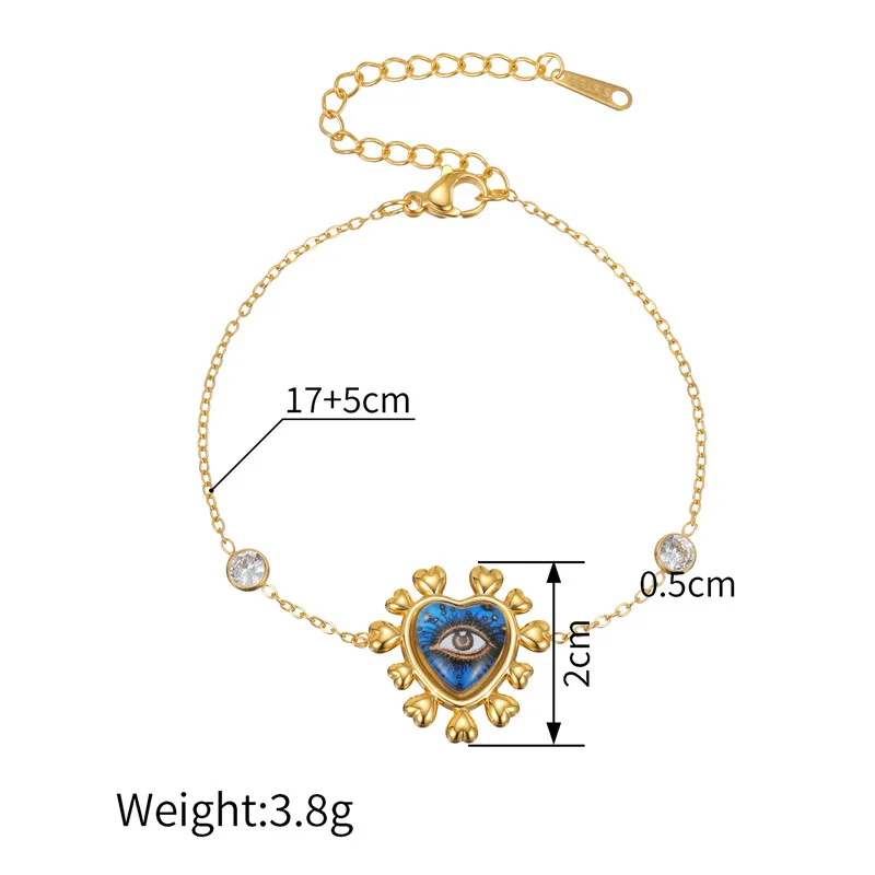EILIECK 316L Edelstahl Metall Herzförmige Blaue Augen Halskette Armband Ohrringe Ring Trendiges Schmuckset für Frauen Geschenk – Detail 7
