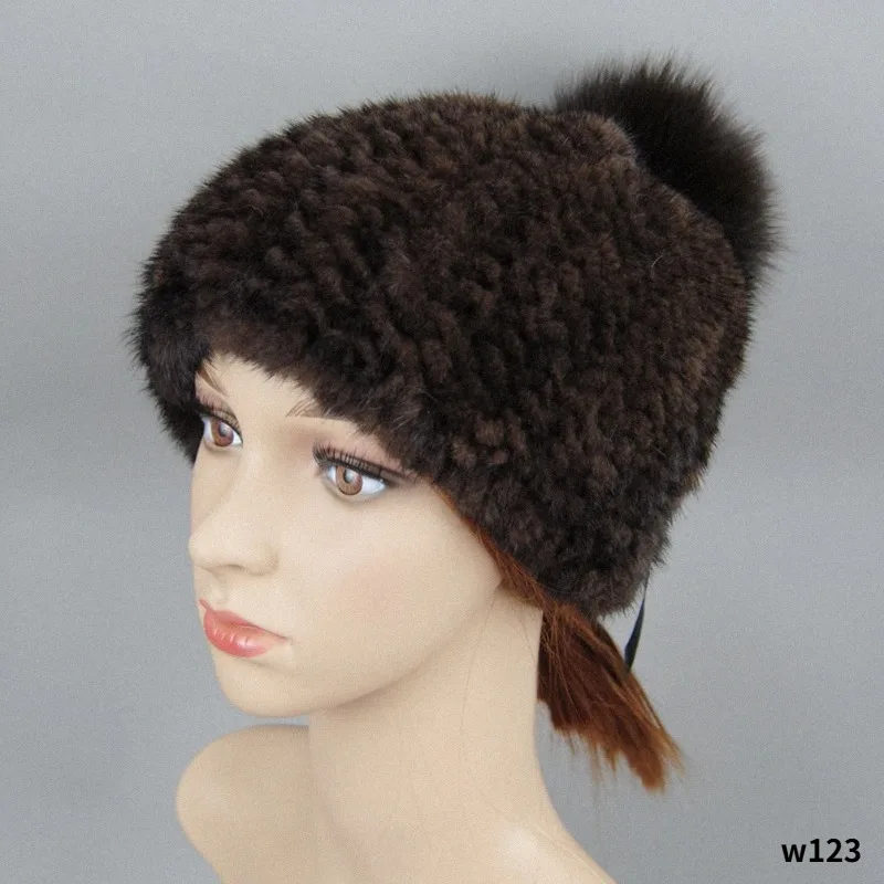 2025 New Style Russian Fashion All-Match Soft Solid Color Adjustable Christmas Hat Women'S Winter Warm Full Mink Fur Beanies Hat