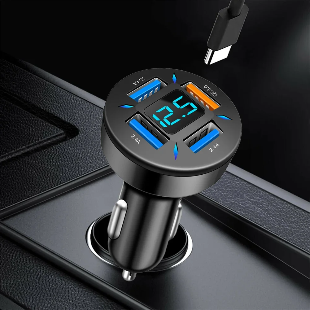 4 Port Fast Charging Car USB Charger For Xiaomi Note 10 Pro Quick Charge 3.0 1.5A Charger Mobile Phone Charge In Car