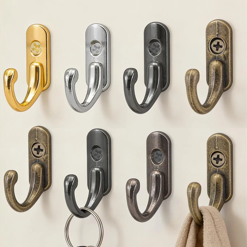 Vintage Bronze Screw Hook Coat Hangers Jewelry Keys Towel Bag Holders Door Wall Metal Small Hooks Hoom Kitchen Storage Rack