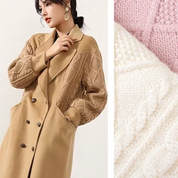 100x50cm Solid Color Diamond Stripe Jacquard Knitted Fabric For Winter Women's Coat  Sweater, Handmade DIY Fabric TJ21037