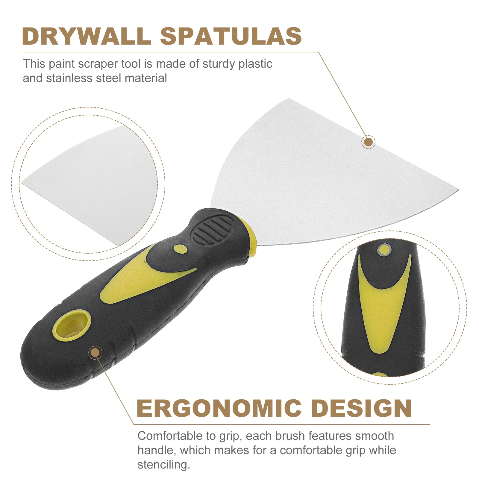 

4pcs Stainless Steel Paint Scraper Tool Dual Color Handle Wall Repair Spatula For Wallpaper Sticker Decal Removal Drywall