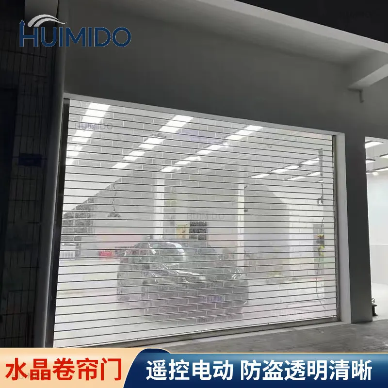 Manufacturer shopping mall custom pvc crystal rolling gate anti-theft transparent stainless steel rolling door