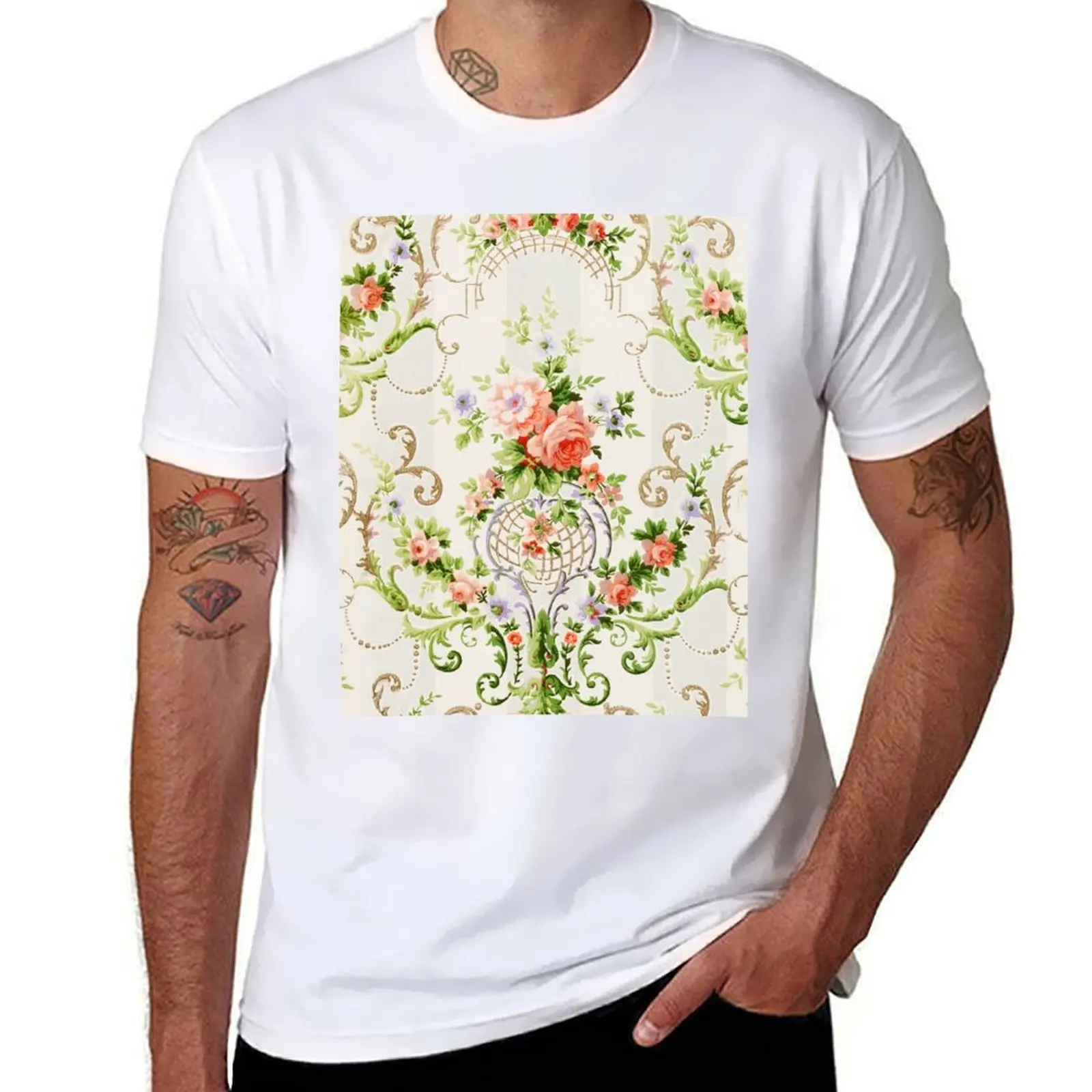 

Rococo floral - Flower pattern T-Shirt t shirts for man slim fit t shirts for man cotton funny T-Shirt