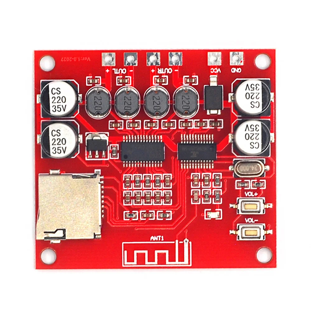 Placa amplificadora de potencia Digital, componente electrónico de Audio compatible con Bluetooth 4,2, tarjeta TF estéreo, reproducción de 12v ~