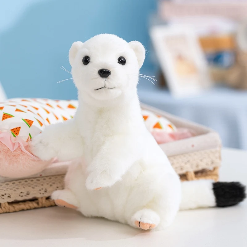 

﻿ Плюшевая игрушка-хорька 20 см, милый белый хорь, реалистичная кукла-животное, мягкая игрушка, подарок для друга, сувенир из зоопарка