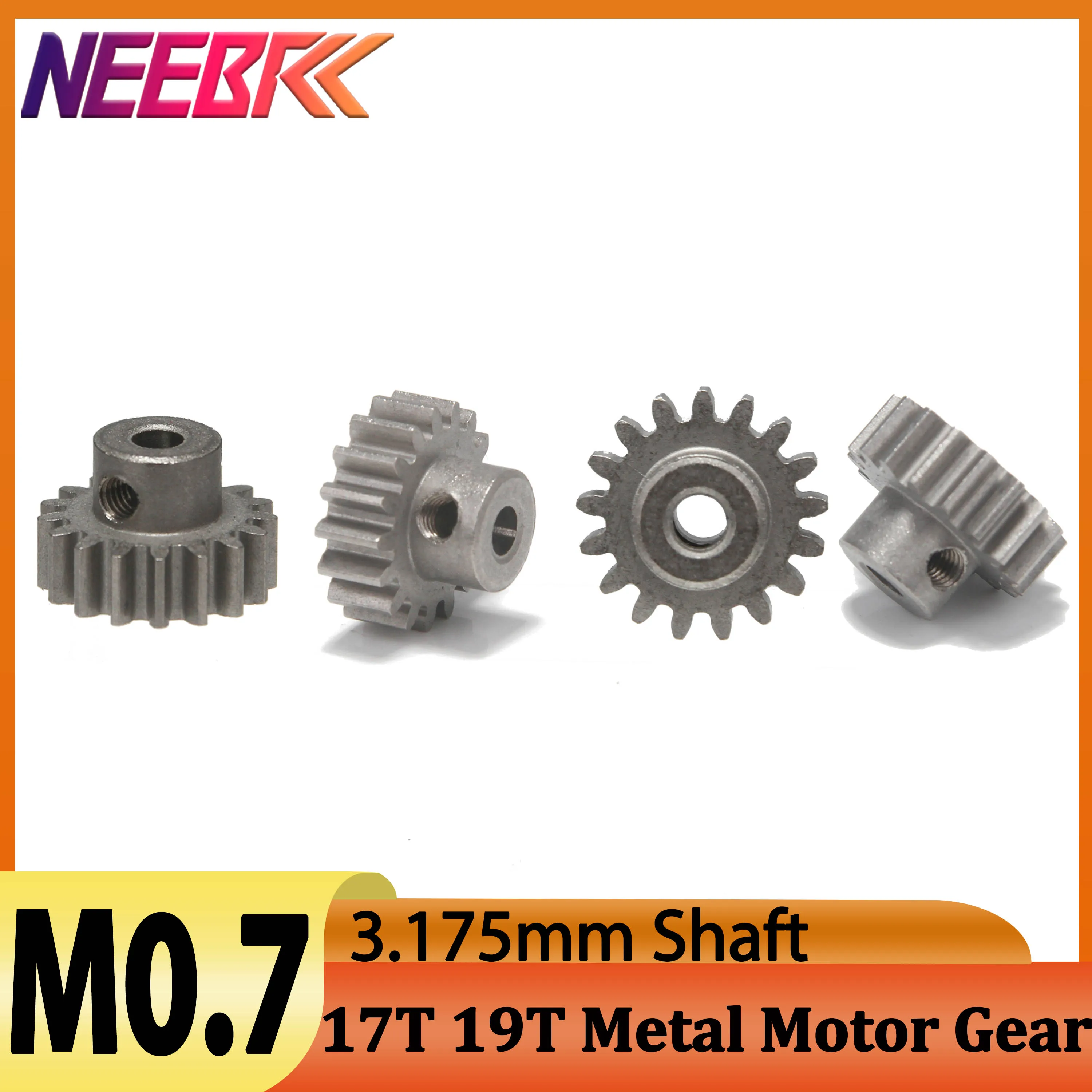 

NEEBRC M0.7 17T 19T 3.175mm Shaft Metal Pinion Motor Gear for RC Car on-road Vehicle Off-road Brushless Brushed Accessories