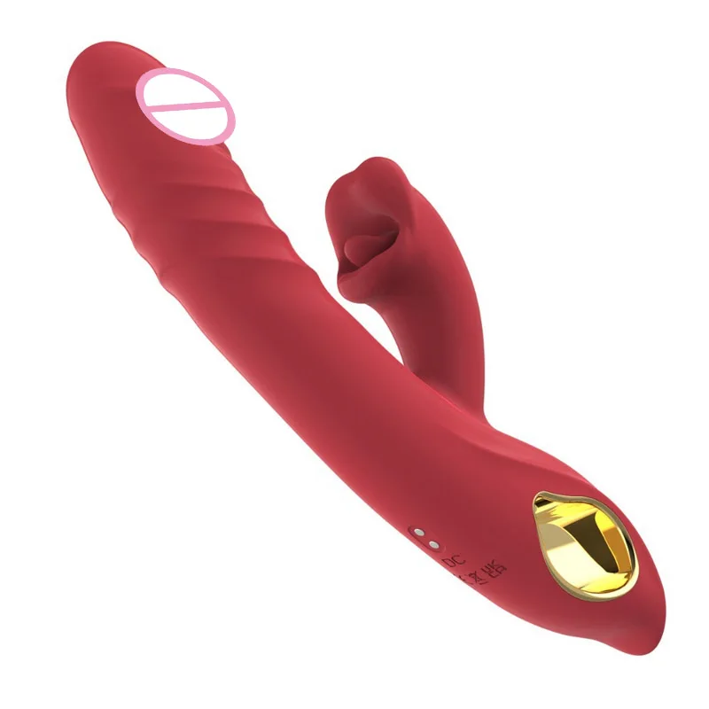 4 In 1 Tongue Licking Dildo Vibrators G Spot Thrusting Clitoral Stimulator Vagina Massager Mastrubation Adult Sex Toys for Women
