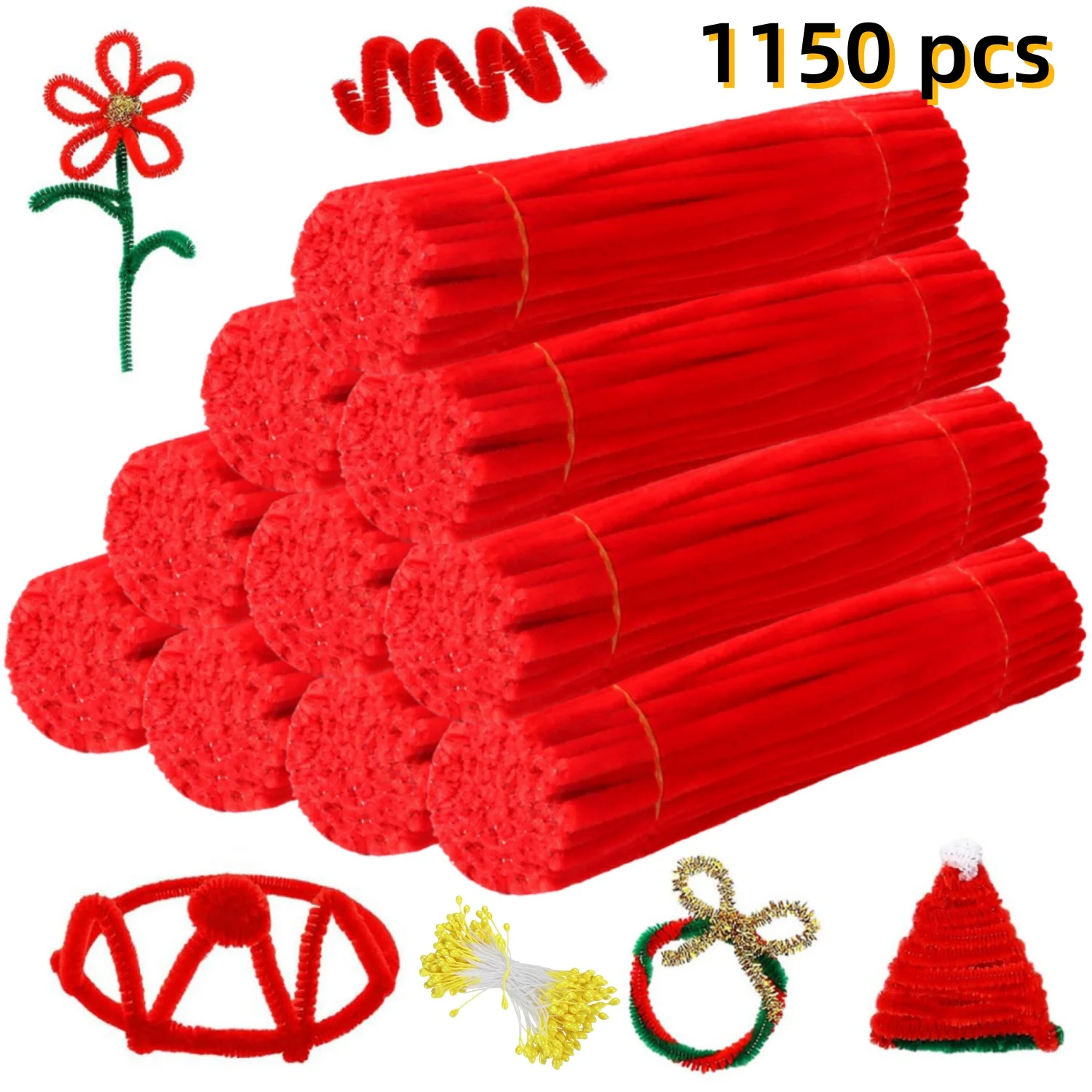 1000 Twisty Sticks + 150 Flower Centers + Video Tutorial ——1150-Piece Deluxe Chenille Stem Craft Set｜Large Capacity DIY Combo Pack, Suitable for Making Flowers and Various Creative Crafts, Ideal for Parties and Craft A