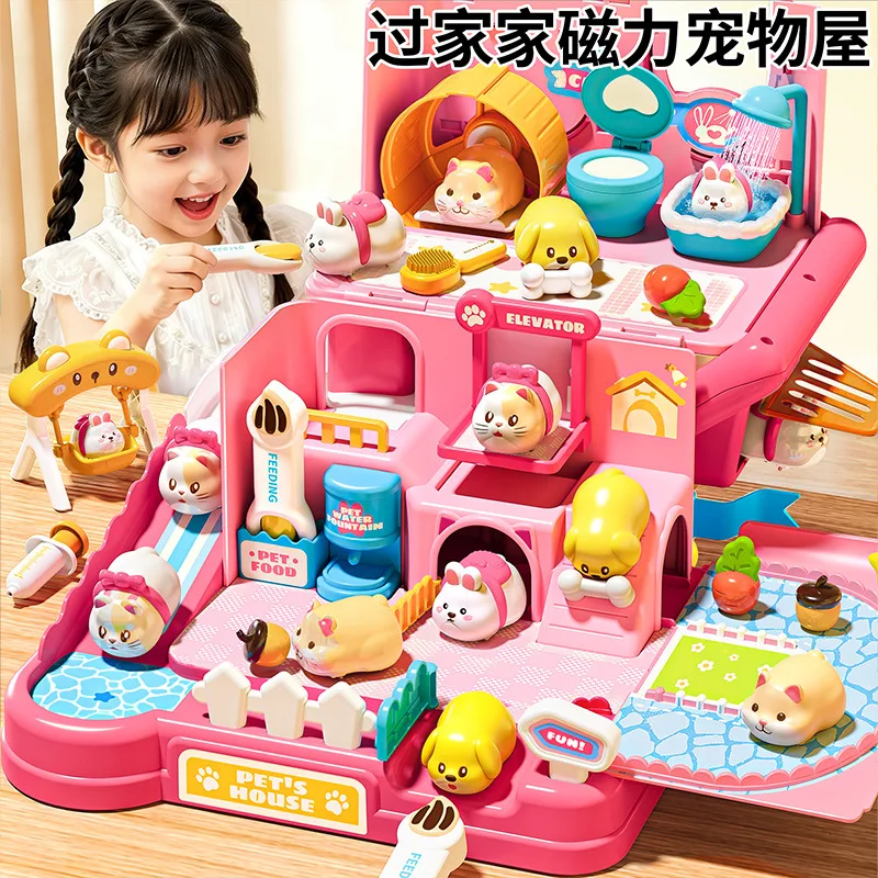 magnetic-pet-villa-pretend-play-set-kids-simulation-pet-house-role-play-educational-birthday-gift-for-little-girls