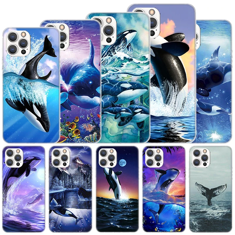 Sea Orcinus Orca Soft Case For iPhone 16 15 Plus 11 12 13 Mini 14 Pro Max Apple Phone Cover X XS XR SE 7 8 SE Coque 11 12 13 Min