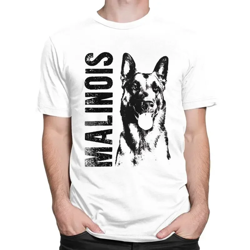 Custom Malinois Dog Belgian Shepherd T Shirt Men Pure Cotton Tshirt Casual Tee Tops Short Sleeved T-shirts Slim Fit Apparel