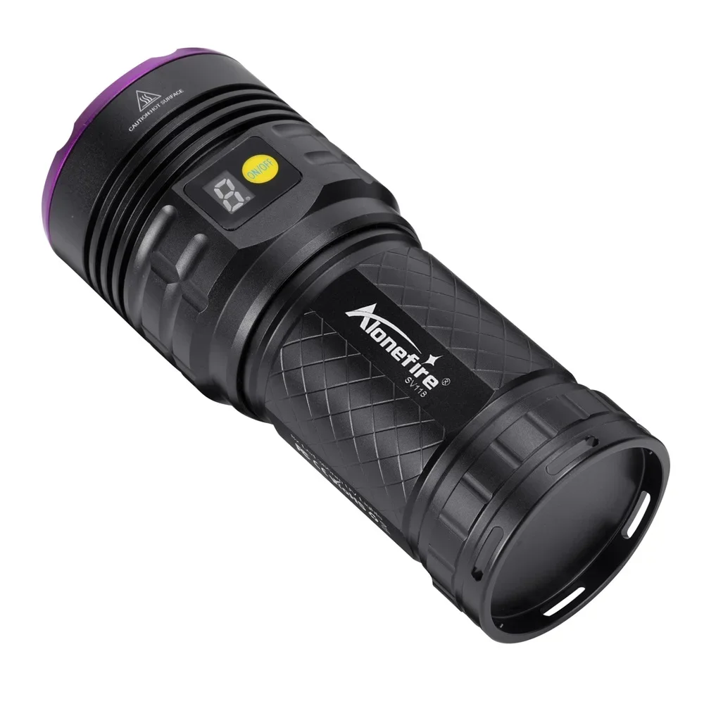 Alonefire Power Ultraviolet Flashlight 365nm UV 160W Rechargeable Torch Light for Curing Money Ore Scorpion Fluorescent Detector