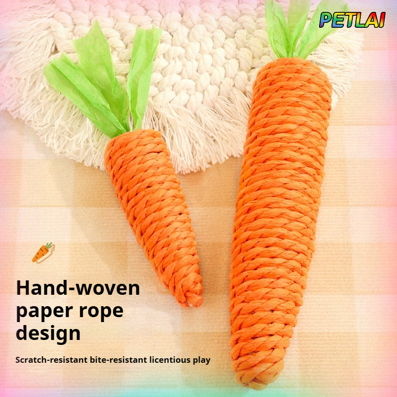  Cat Carrot toy teeth grinding toy Hemp rope Interactive Chew Proof pastime Teething Toy Cute Kitten Scratching Fun Entertainment 