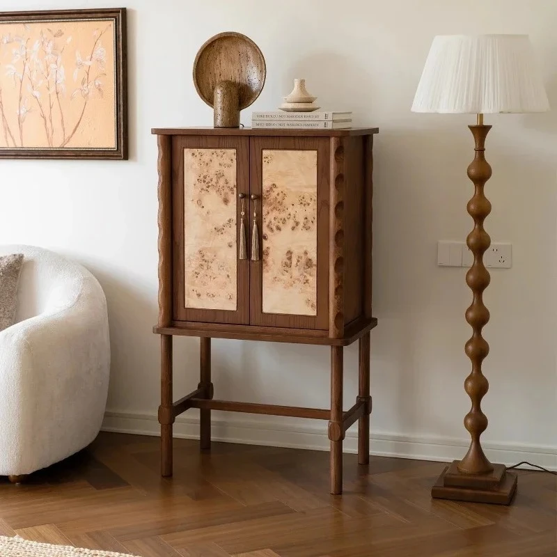 retro solid wood porch cabinet household living room storage double door storage cabinet