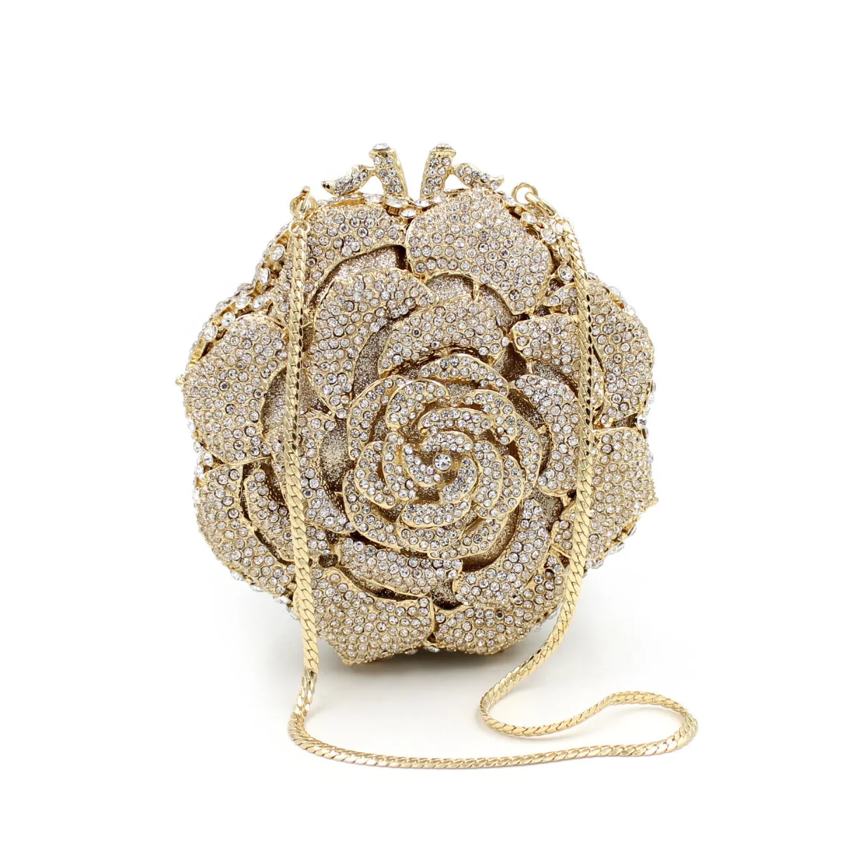 Elegant Rose Wedding Bride Handbag Rhinestone Evening Bag Women Luxury Shiny Party Clutch Purse Designer Diamond Fashion Bags