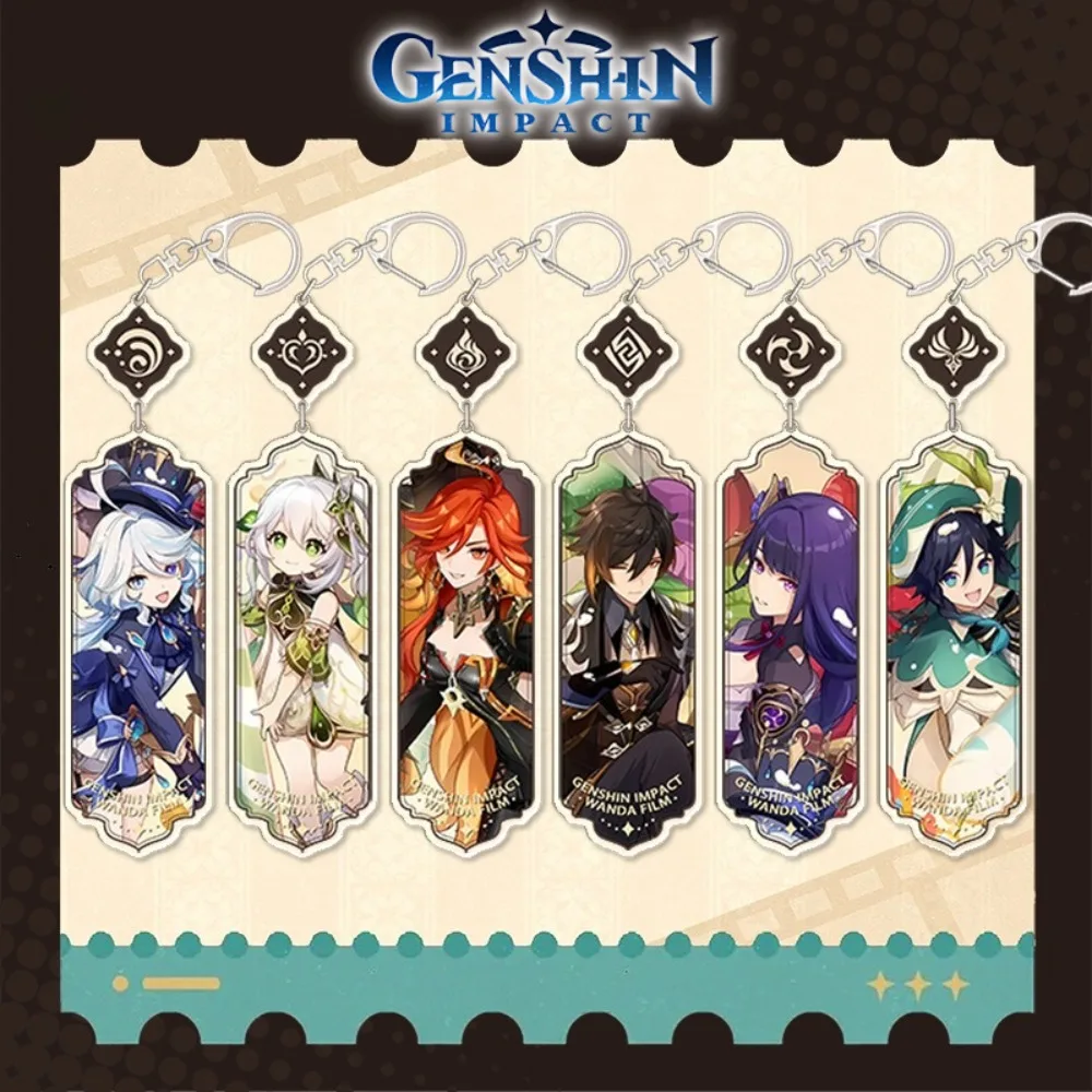 

Брелок Genshin Impact Game Merch Jean Klee Venti Zhongli Raiden Shogun, украшение для рюкзака, подвеска, веер, обязательный подарок