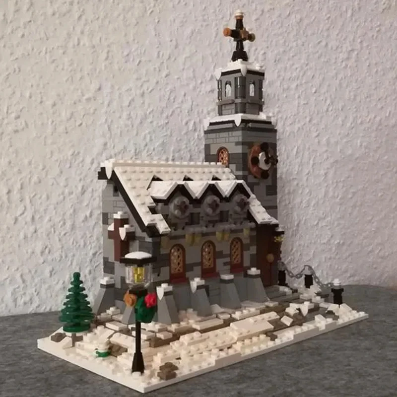 1074PCS Huazhi Building blocks MOC-58208 Christmas Winter Cottage Church set Mosaic building Street View series made in China