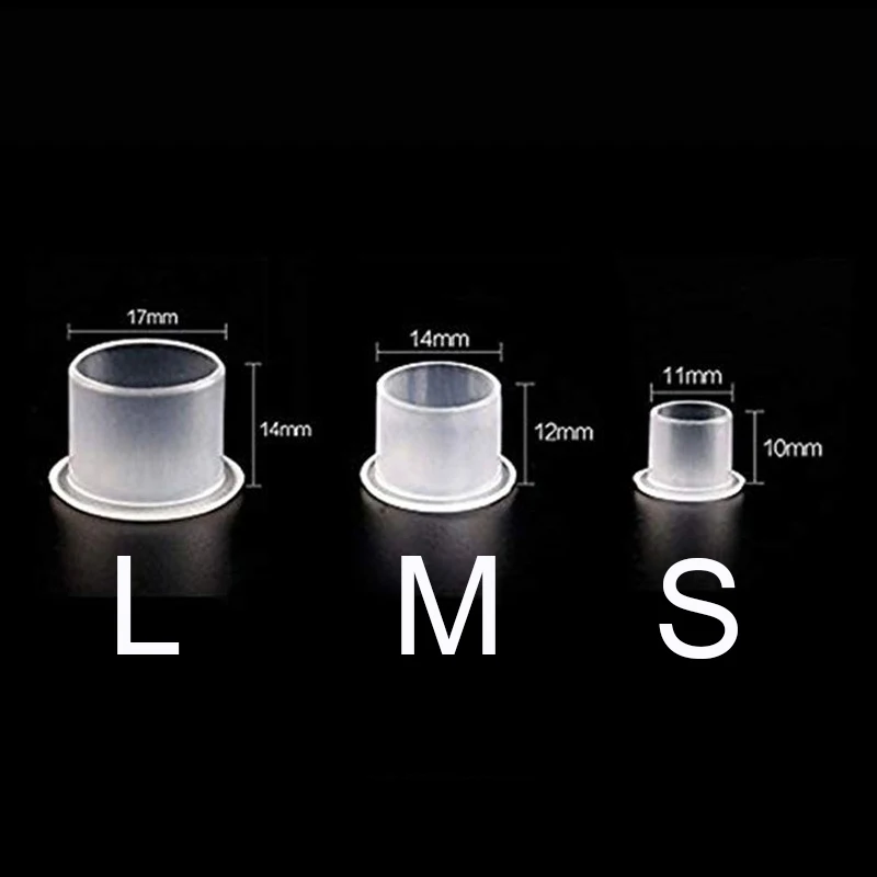 100pcs Plastic Disposable Tattoo Ink Cups With Base Pigment Clear Holder Container Cap Tattoo Accessory Permanent Makeup