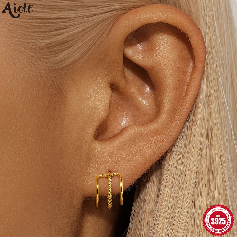 

Aide 925 Sterling Silver Delicate Korean 3 Waves Earing Claw Ear Hook Clip Earrings For Women Ear Earrings Fashion Jewelry Gift