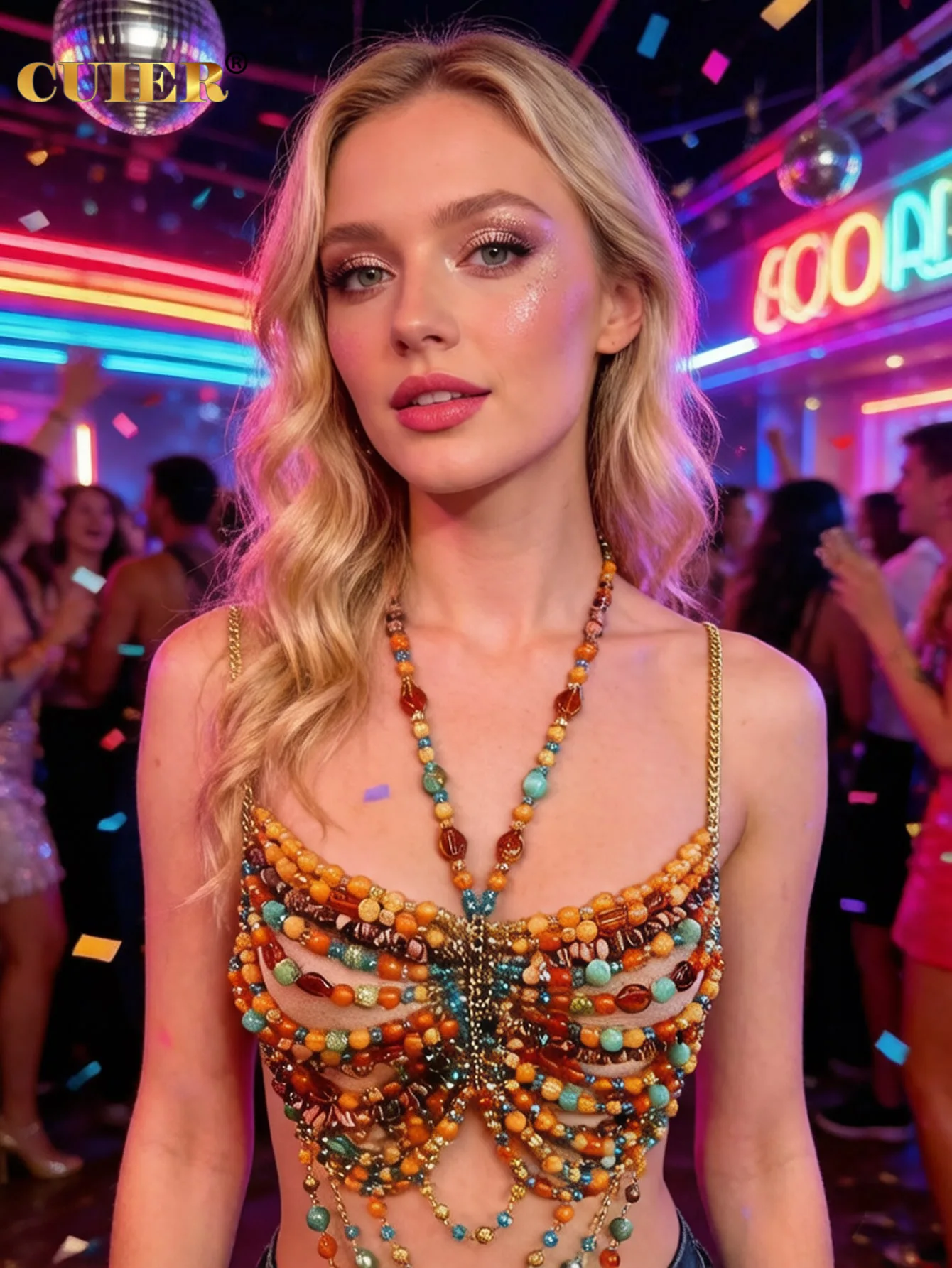 

Цепочка для тела CUIER Nightclub Party Beaded Bustier – богемное многослойное эффектное ожерелье для женщин, аксессуары для летнего отдыха