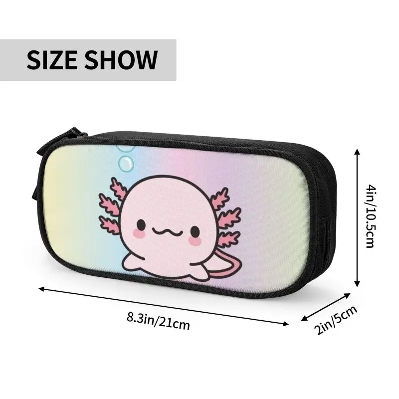 Imagem -04 - Estojos de Lápis Escola Axolotl Personalizados Bonitos Grande Capacidade Bolsa de Lápis Kawaii Animal Relaxolotl Bolsa para Estudantes Papelaria para Menina e Menino