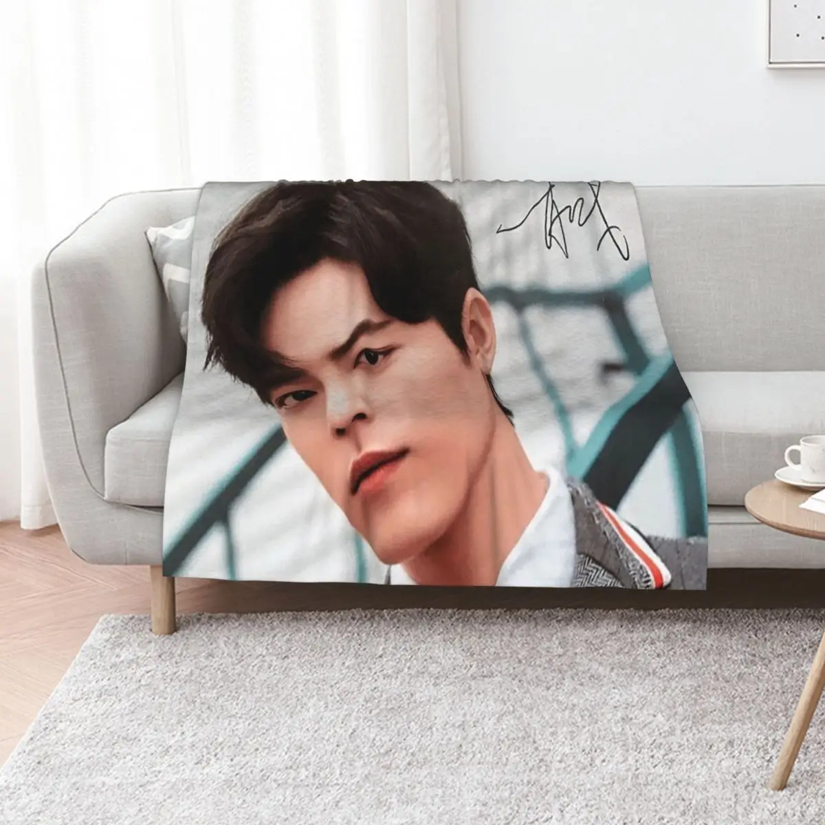 xiao zhan with signature Throw Blanket Hair Sofa Quilt Bed Fashionable Shaggy decorative Luxury Blankets