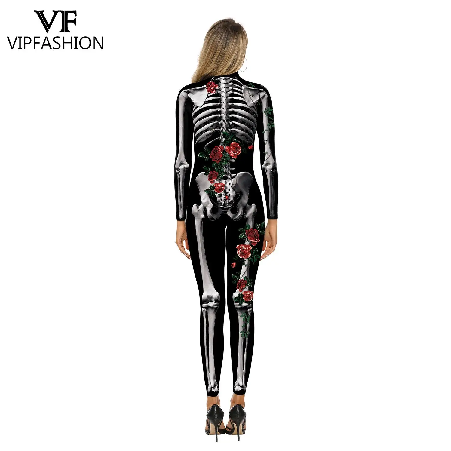 Vip Fashion Rose Skelet Cosplay Cosutme Vrouw Man Halloween Jumpsuit Dag Van De Dode Carnaval Catsuit Fancy Festival Outfit