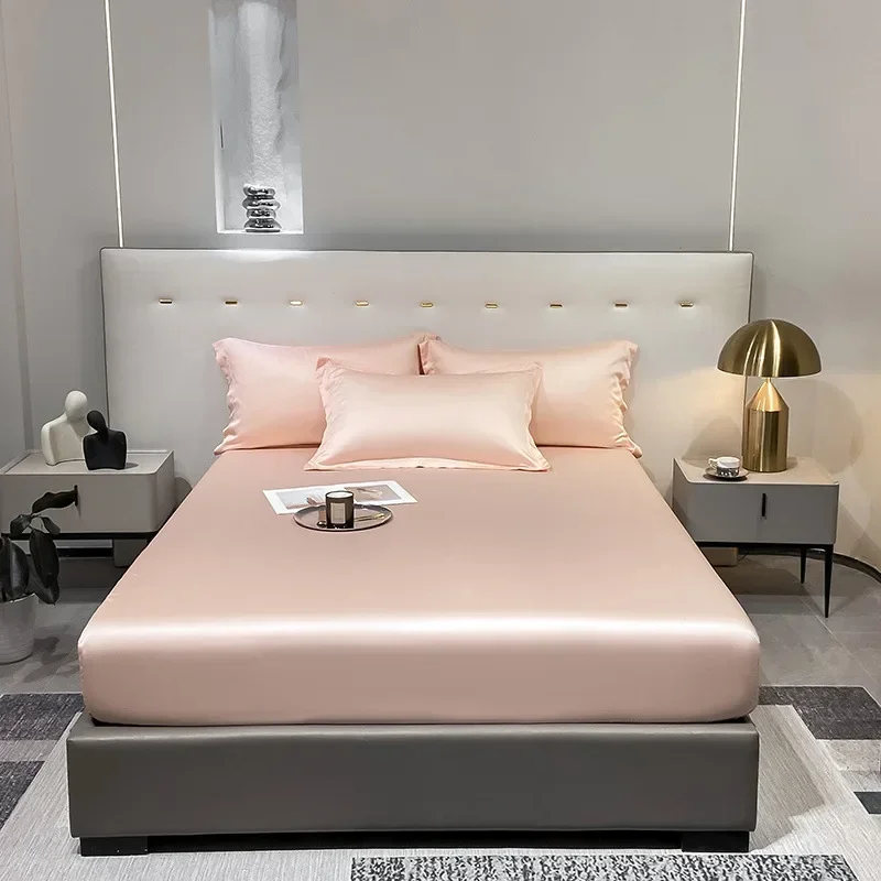 Cool feeling 60s Lenzing Tencel mattress three-piece set solid color mattress non-slip and breathable sleeping naked summer