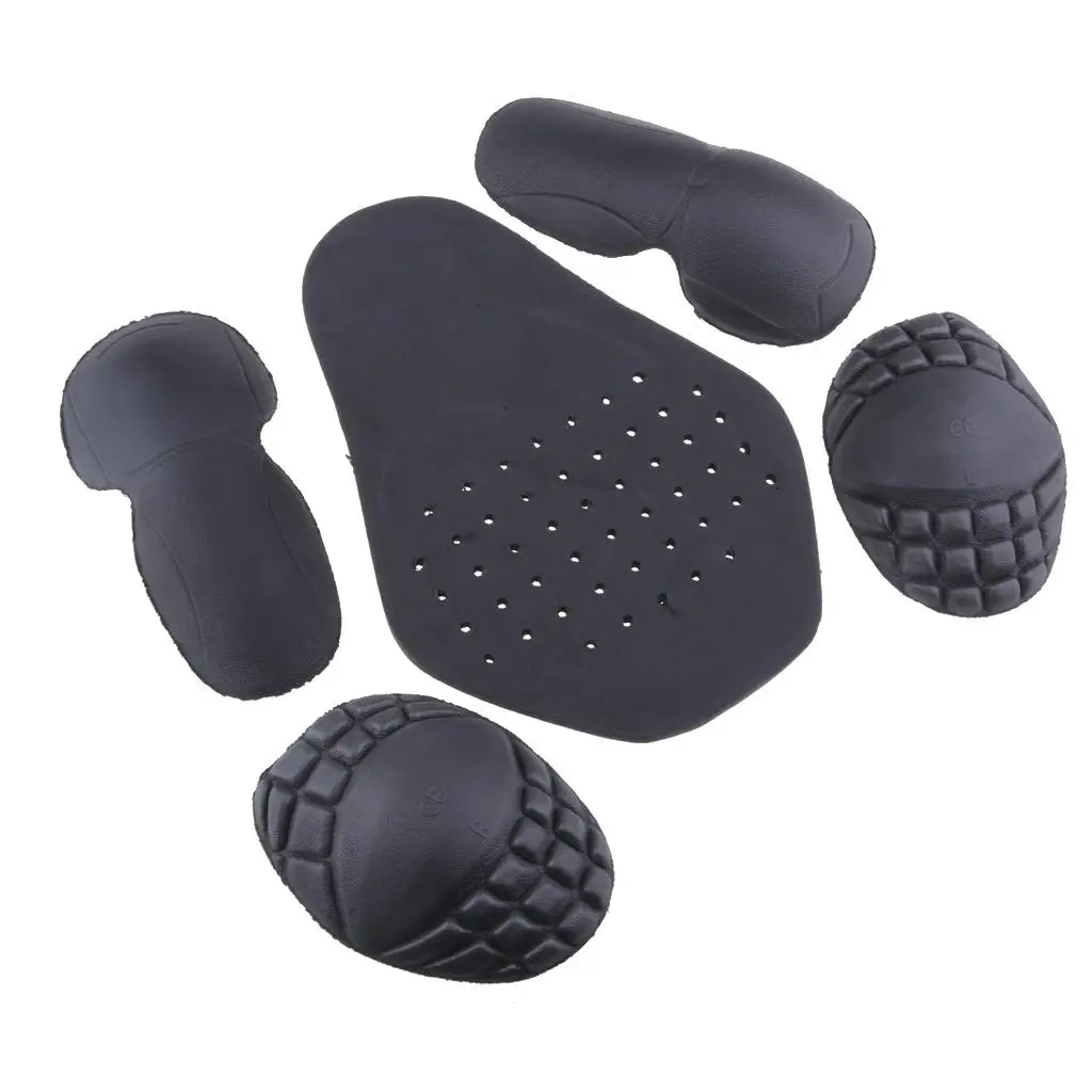 5pcs Motorcycle Riding Shoulder Elbow Back Protection Insert Pad Racing Safty Gear