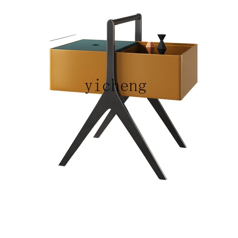 YY Living Room Small Coffee Table Side Cabinet Orange Creative Square Small Table Bedside Table