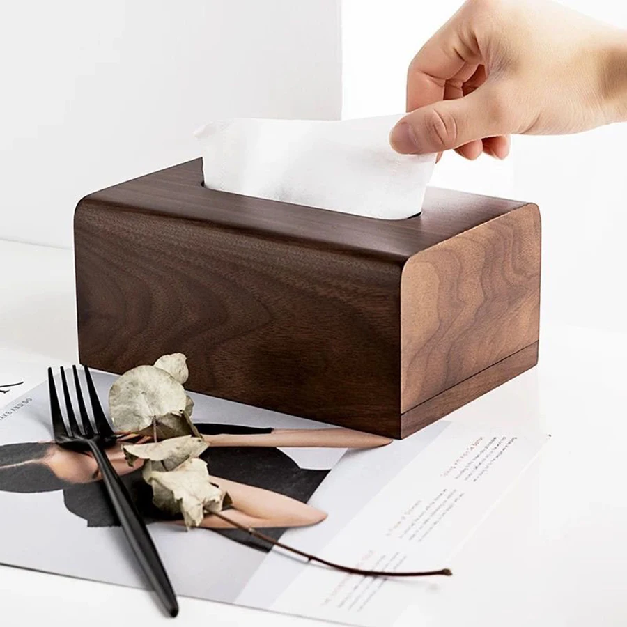 Walnut Tissue Box Living Room Solid Wood Paper Box Table Desktop Storage Box Bathroom Decoration Tissue Case Home Accessories