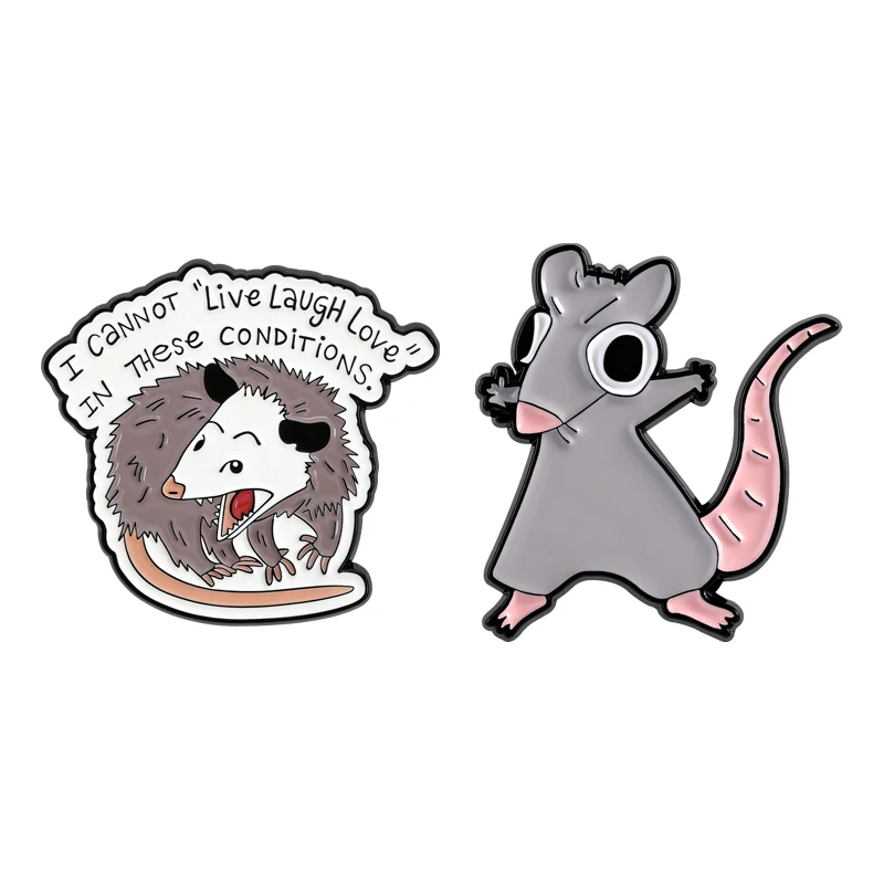 Funny Grumpy Opossum Enamel Pins Sarcastic Possums I Cannot Live Laugh Love In These Conditions Brooch Lapel Badge Jewelry Gifts