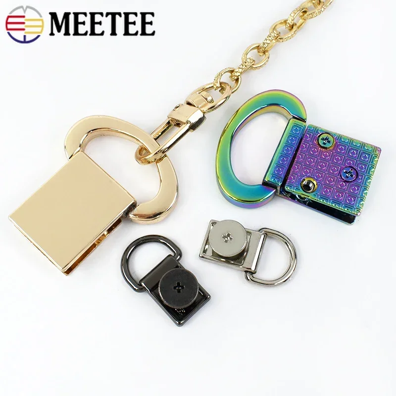 Meetee 5/10/20Pcs Bag Strap D Ring Side Cilp Metal Buckle Chain Handbag Connector Rivet Clasp Screw Snap Hook Hardware Sewing