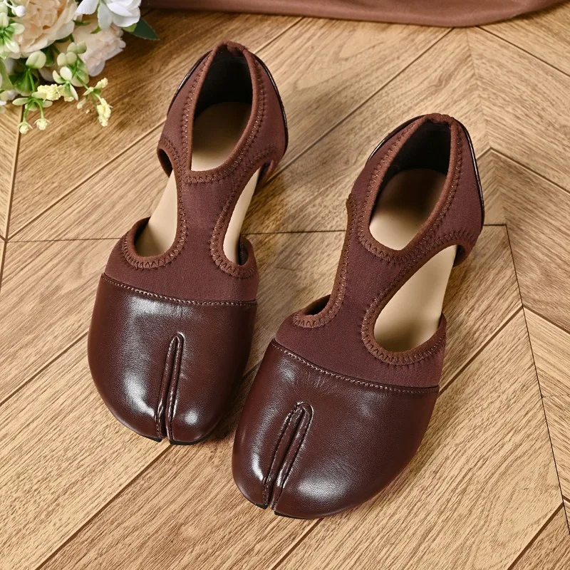 2026 Fashion Women Brand Mary Janes Shoes Summer Split Toe Walking Sneakers Casual Loafers Designer Black Ballet Flats Sandals view 6