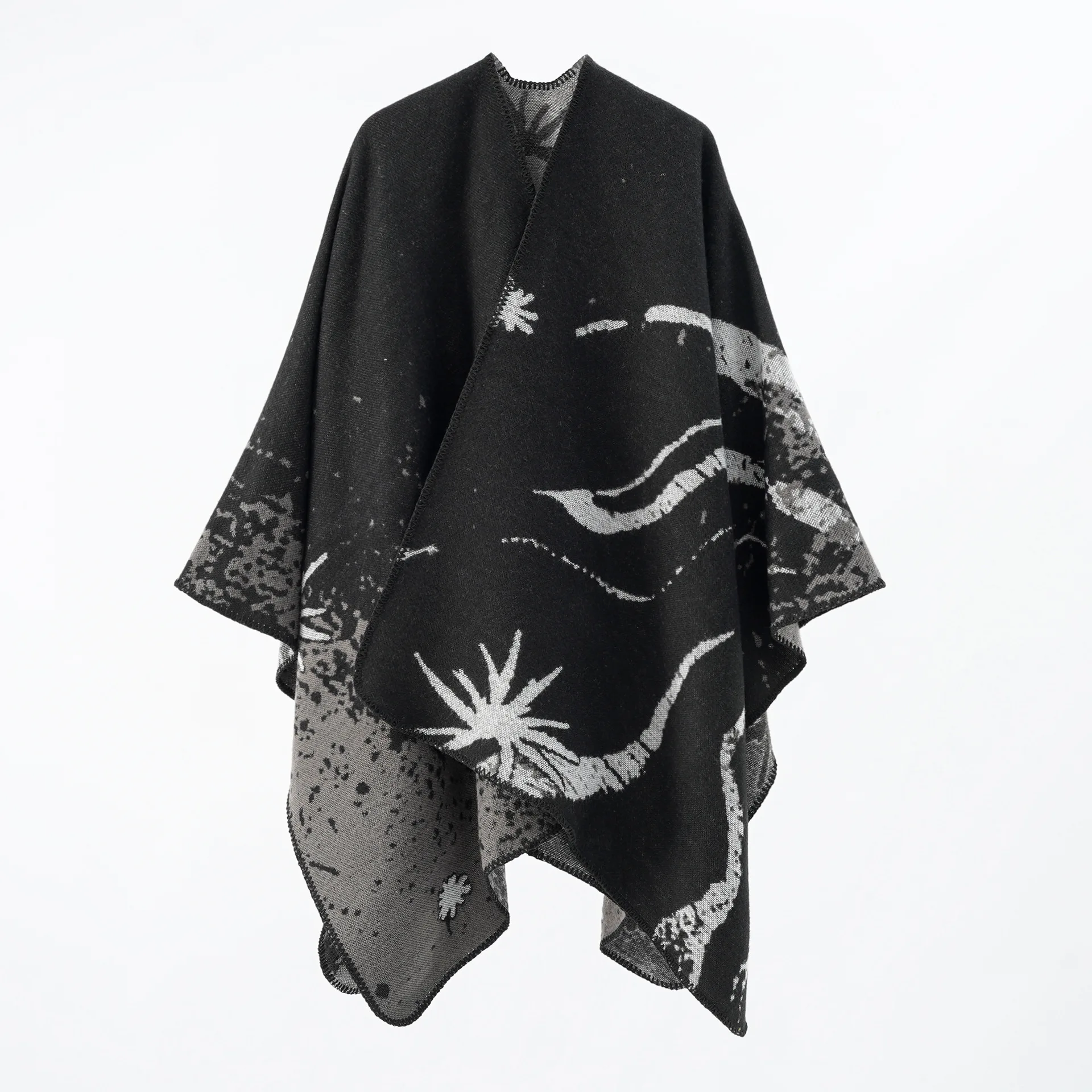 Poncho Capes pour femme, châle chaud en cachemire, motif géométrique LatejFlower, nouvelle rue, automne, hiver