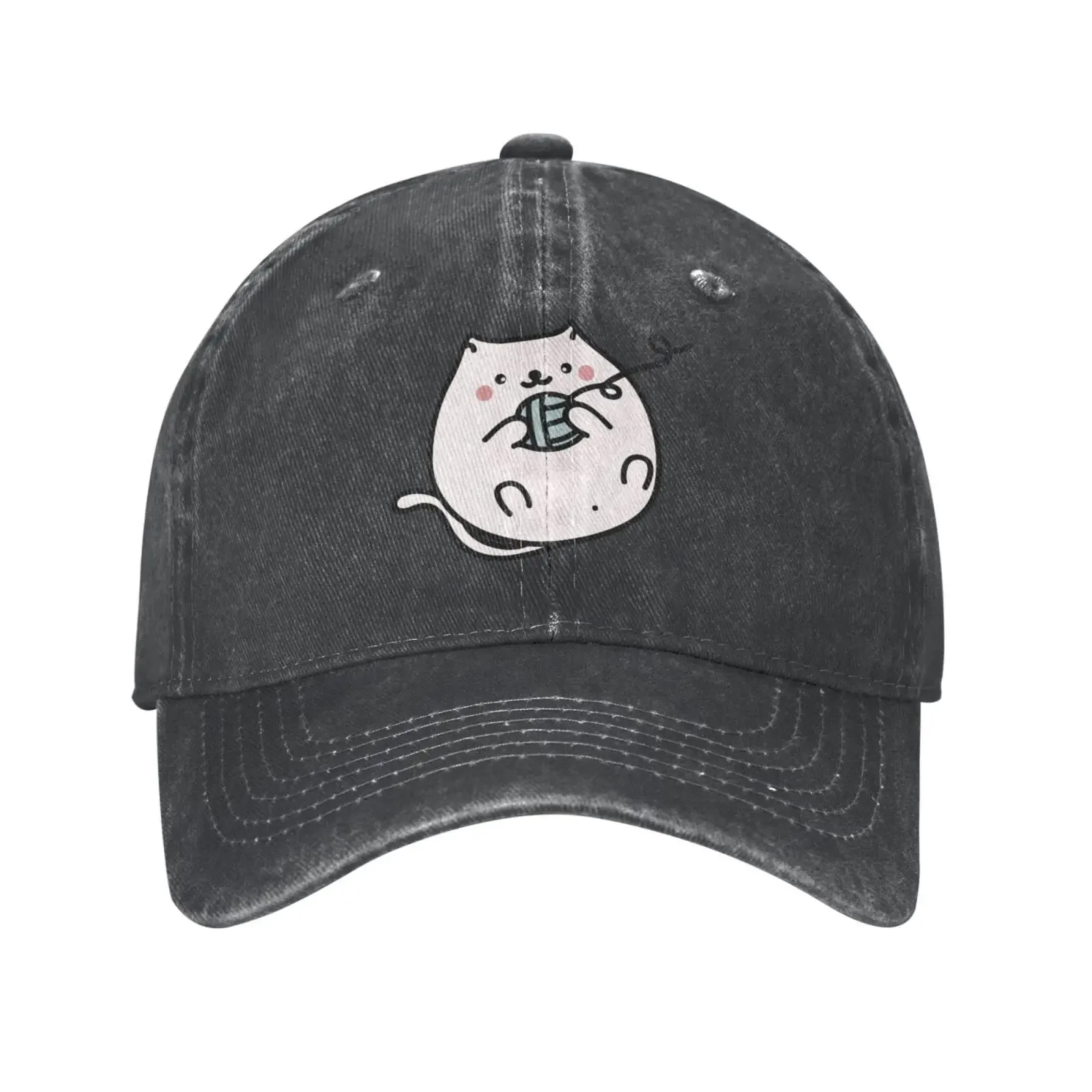 

Adult Vintage Trucker Dad Hat Cat with Fur Ball Baseball Cap Funny Cowboy Hat