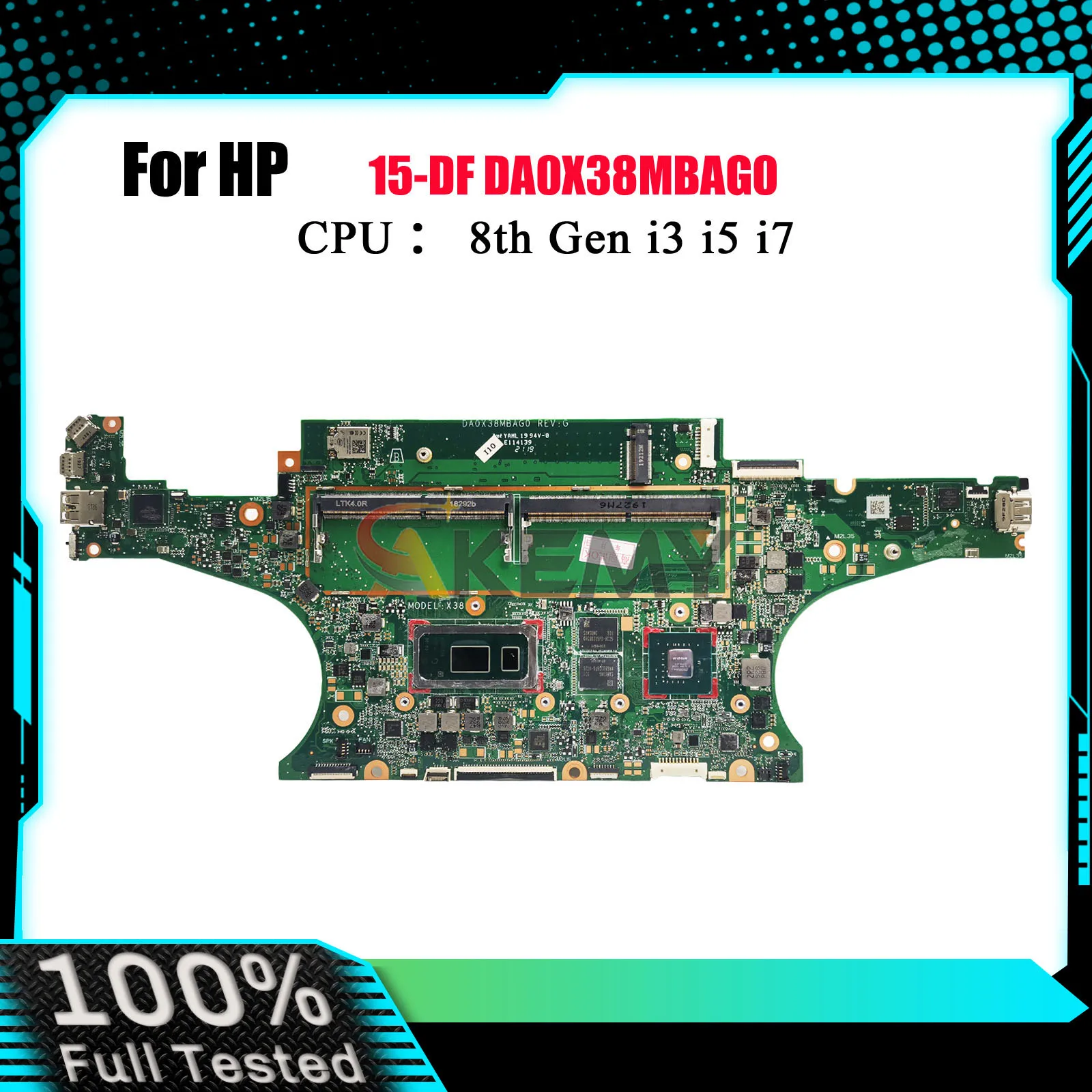 

DA0X38MBAG0 For HP Spectre X360 15-DF Laptop Motherboard L38128-601 With i7 CPU MX150 2GB GPU 100% Fully Tested