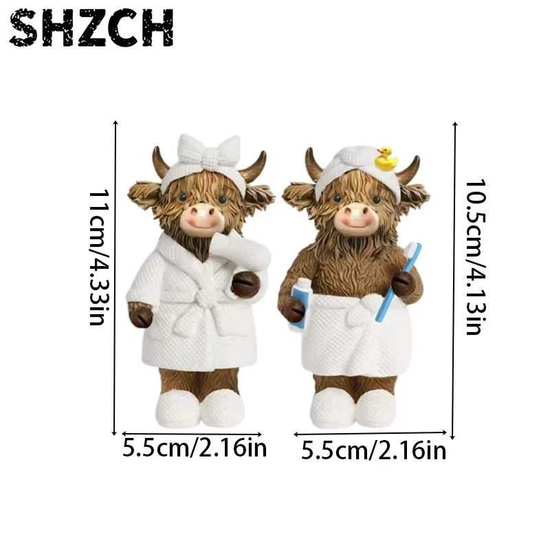 Figura Decorativa Vaca de las Tierras Altas para Baño, Decoración para Baño con Vacas, Regalos para Amantes la Escocia