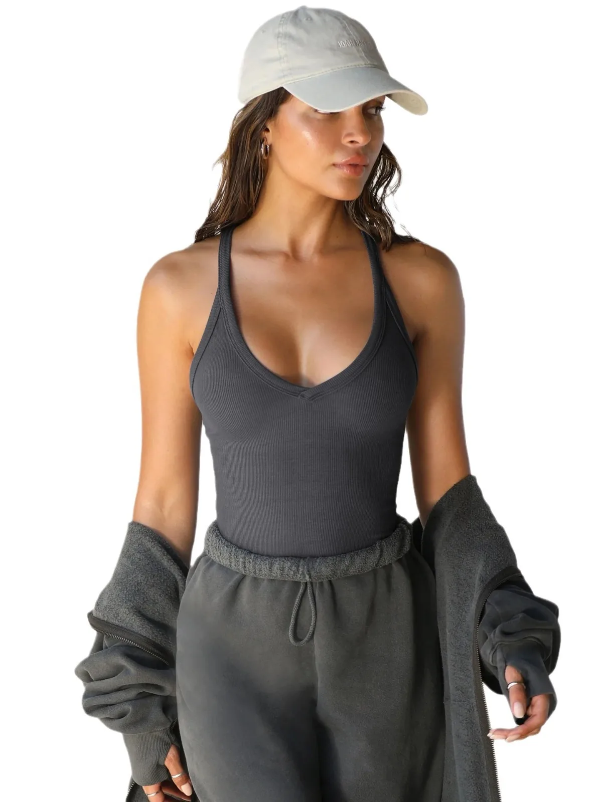 เสื้อครอปเข้ารูปทรงเซ็กซี่ คอลึก แขนยาว แฟชั่นสำหรับผู้หญิง สไตล์ลำลอง ความยาวปกติ เหมาะสำหรับฤดูร้อน