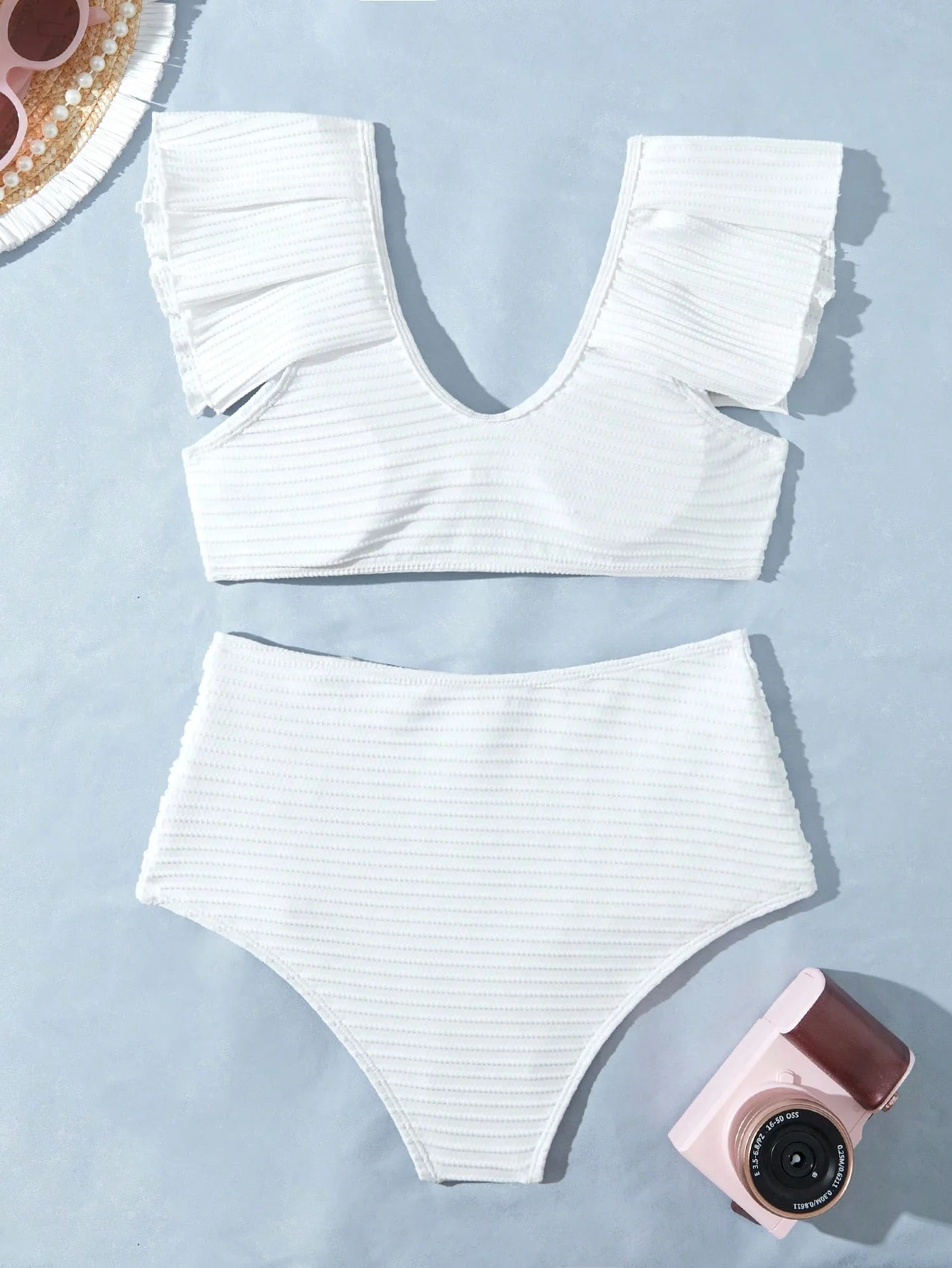 كشكش البيكينيات 2025 الصلبة عالية الخصر ملابس السباحة النساء مثير ملابس السباحة الإناث الاستحمام السباحة لباس سباحة بحر