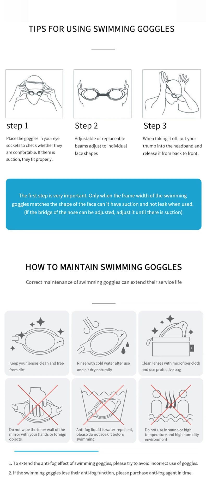 Unisex-Schwimmbrille für Erwachsene – Antibeschlag-Schwimmbrille für Männer und Frauen – verstellbare, wasserdichte professionelle Schwimmbrille aus Silikon – Detail 9