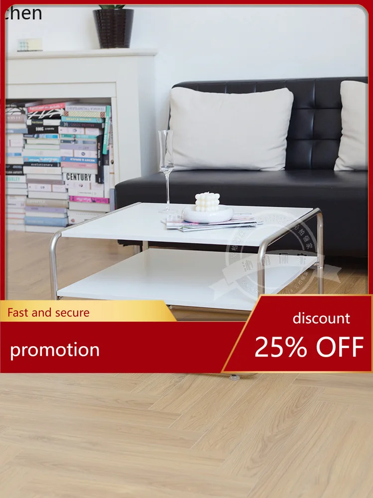 

CZ Stainless Steel Sofa Side Table Double Layer Coffee Table Simple Vintage Small Apartment Balcony Table