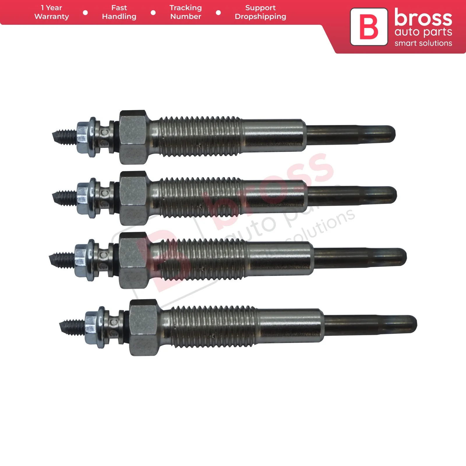 Bross BGP83-1 4 Pieces Heater Glow Plug 12 Volt MD197511, 185366190, ME021302, 185366190, for Mitsubishi Mazda Suzuki Ford