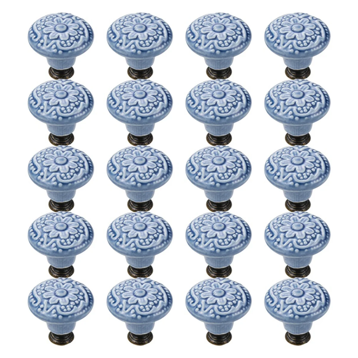 

20 Pcs Drawer Pull Handles Round Cabinet Knobs Vintage Ceramic Door Knobs for Closet Cupboard Wardrobe Dresser Indigo