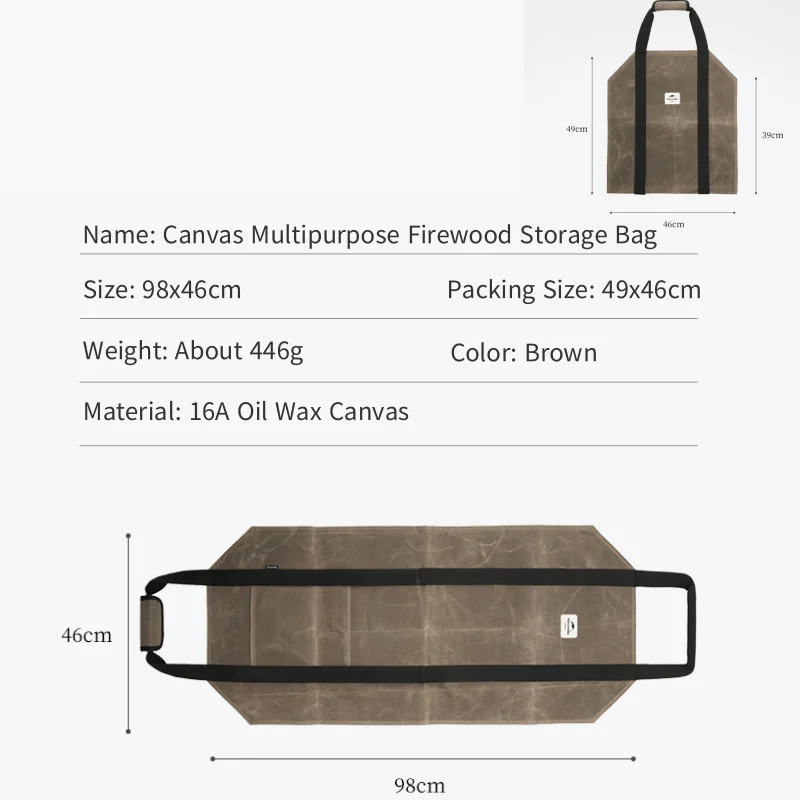 Imagem -06 - Naturehike Bolsa de Armazenamento de Lenha Multiuso Lona para Acampamento ao ar Livre 16a Encerado a Óleo Resistente ao Desgaste Bolsala à Prova de Umidade